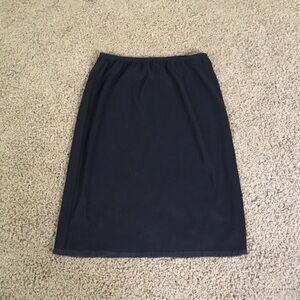Vintage Y2K Black Pencil Skirt—Lacy Hem Back Slit